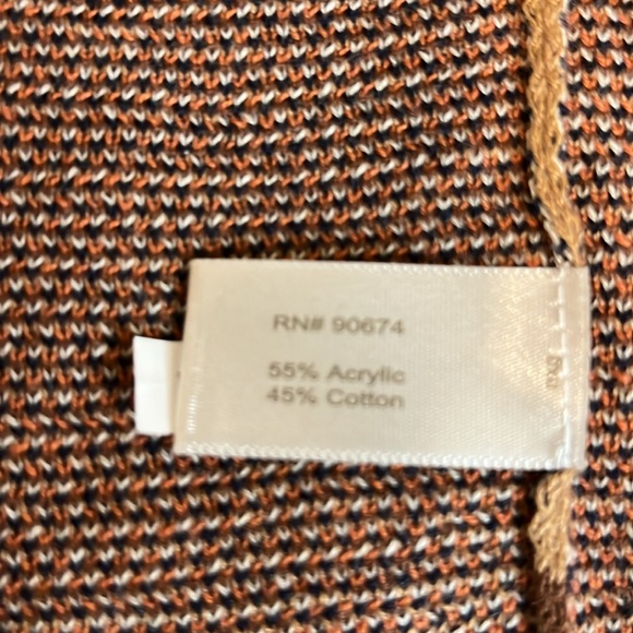 NWT - Boston Proper Color-block Fringe Cape/Shawl / Brown Multi / Size L/XL - Picture 5 of 8